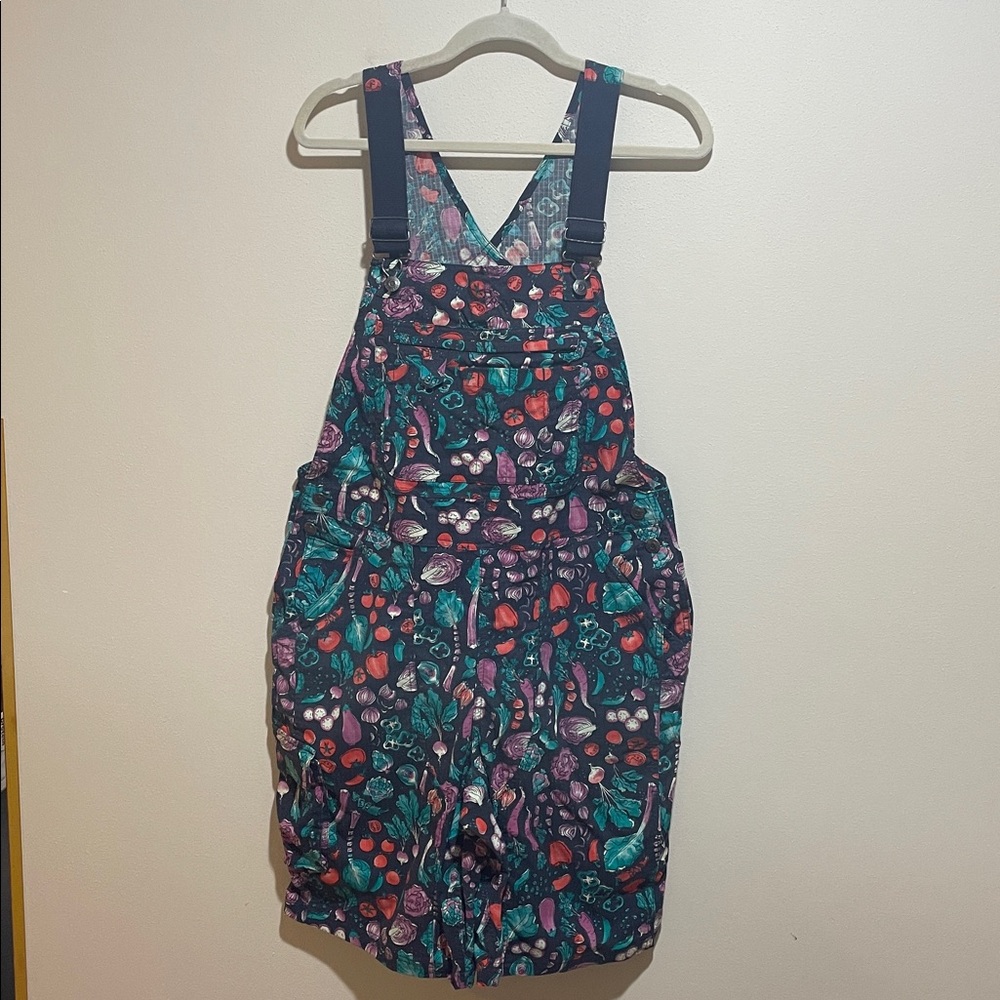 🥕 RARE PRINT 🍅 Duluth Trading Co Heirloom Gardening Overall Shorts💖 - Picture 3 of 14
